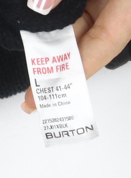 Burton Mens Black L Cable Knit High Neck Henley Jumper