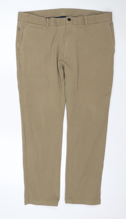 Marks & Spencer Men Beige 38W 29L Slim Ultimate Chino Trousers