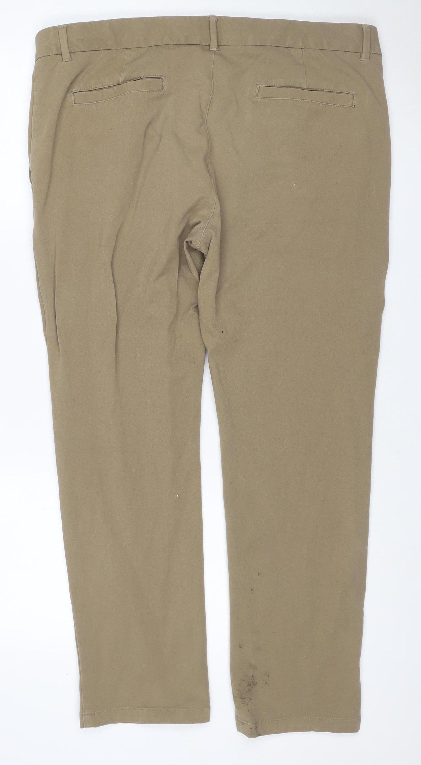 Marks & Spencer Men Beige 38W 29L Slim Ultimate Chino Trousers