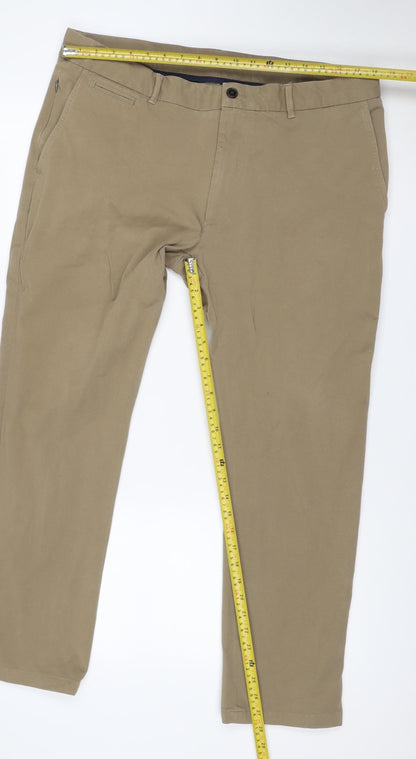Marks & Spencer Men Beige 38W 29L Slim Ultimate Chino Trousers