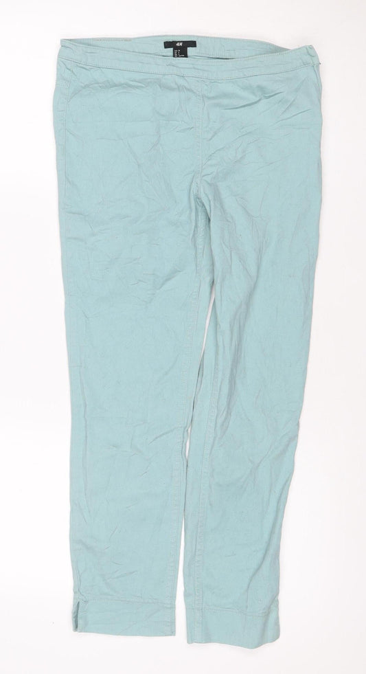 H&M Women Blue UK 10 Straight Leg Cotton Stretch Jeans