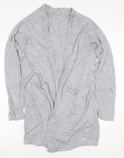 Uniqlo Women Grey Linen Viscose Open Front Cardigan Size M UK 12