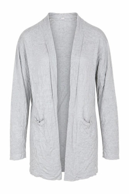 Uniqlo Women Grey Linen Viscose Open Front Cardigan Size M UK 12