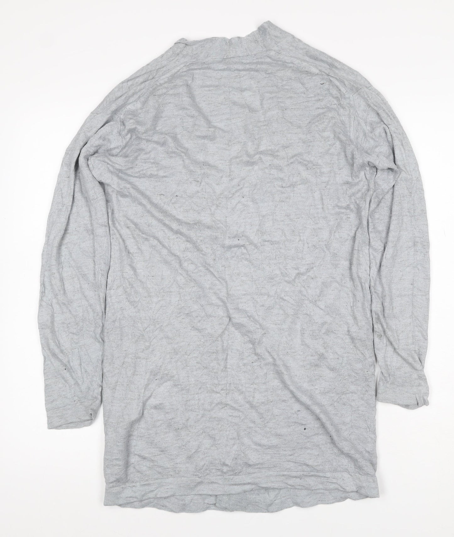 Uniqlo Women Grey Linen Viscose Open Front Cardigan Size M UK 12