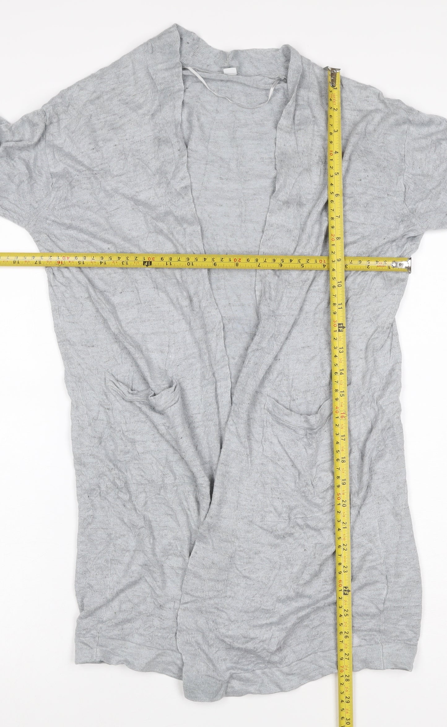 Uniqlo Women Grey Linen Viscose Open Front Cardigan Size M UK 12
