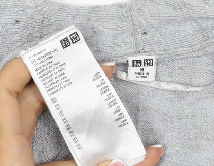 Uniqlo Women Grey Linen Viscose Open Front Cardigan Size M UK 12