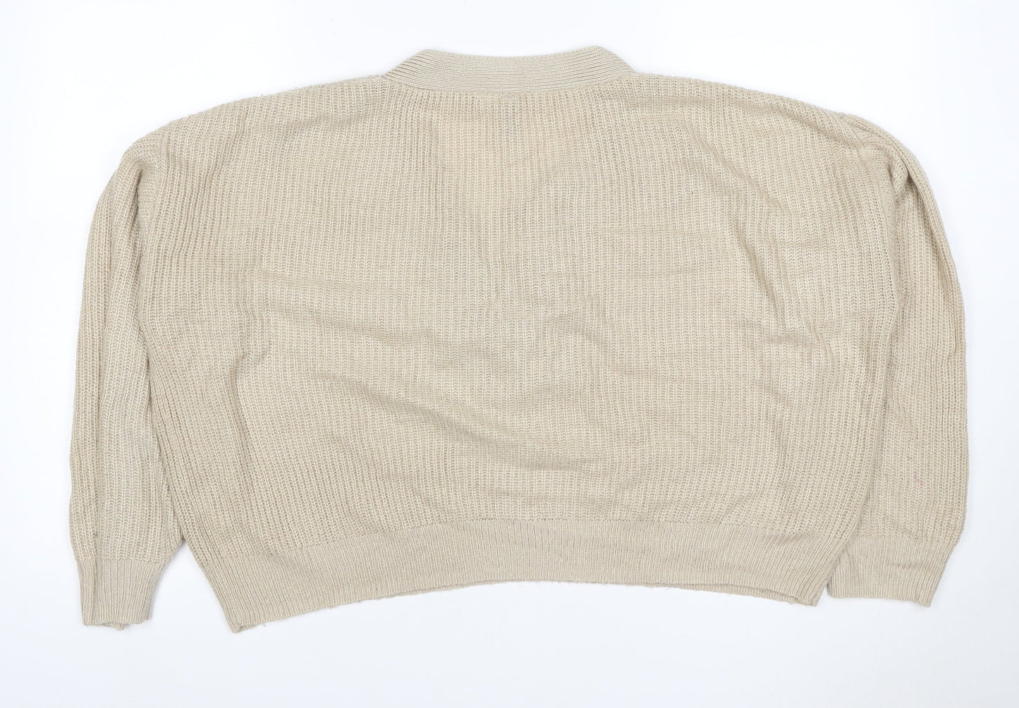 H&M Divided Women’s Beige M Lace-Up V-Neck Mohair Wool Knit Jumper