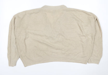 H&M Divided Women’s Beige M Lace-Up V-Neck Mohair Wool Knit Jumper