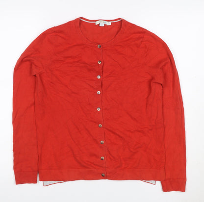 Boden Women Red Size S Round Neck Cotton Blend Button Cardigan