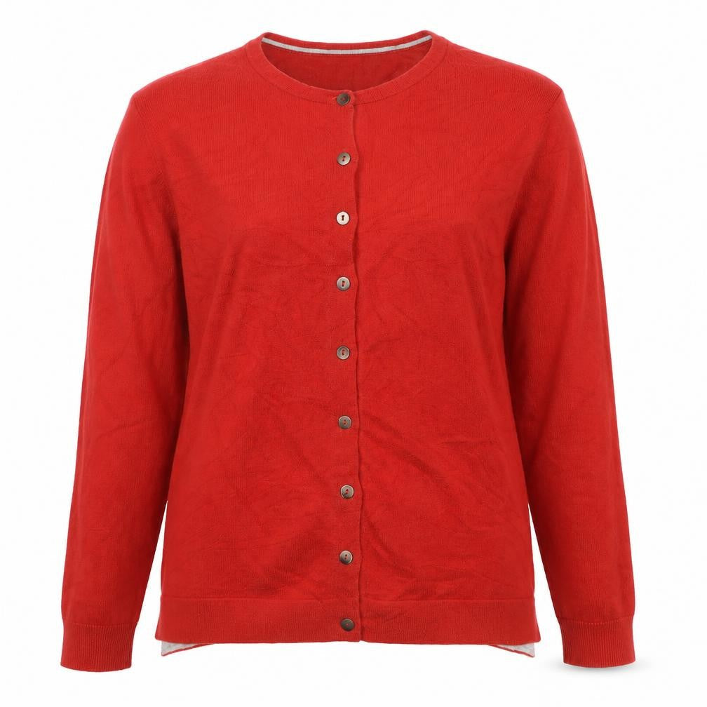 Boden Women Red Size S Round Neck Cotton Blend Button Cardigan