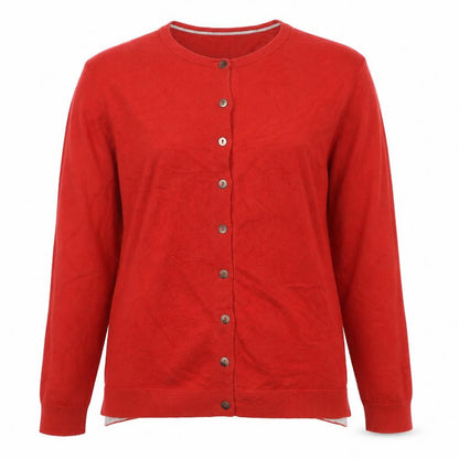 Boden Women Red Size S Round Neck Cotton Blend Button Cardigan