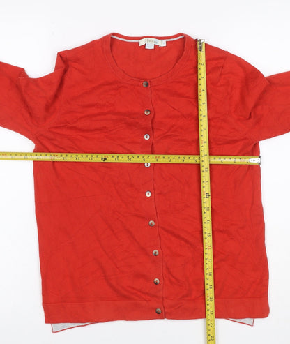 Boden Women Red Size S Round Neck Cotton Blend Button Cardigan