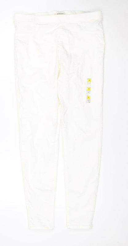 Marks and Spencer Women White Size 16 Stretch Jeggings Slim Fit