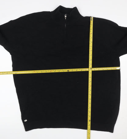 Kensington Eastside Men’s Black XXL 1/4 Zip Waffle Knit Jumper