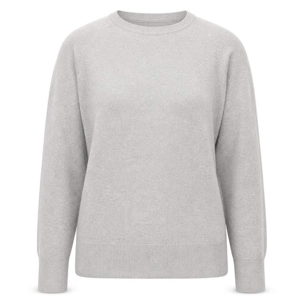 Massimo Dutti Women Grey Silk Cotton Crew Neck Pullover Jumper L