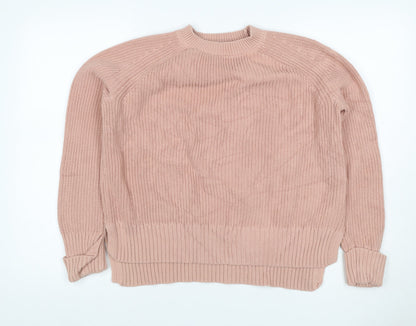 Phase Eight Women Pink M Cotton High Neck Raglan Knit Jumper
