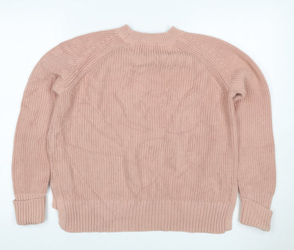 Phase Eight Women Pink M Cotton High Neck Raglan Knit Jumper