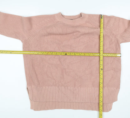 Phase Eight Women Pink M Cotton High Neck Raglan Knit Jumper