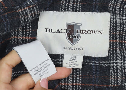 Black Brown Men’s Black Plaid Cotton Flannel Belted One Piece Pyjamas M