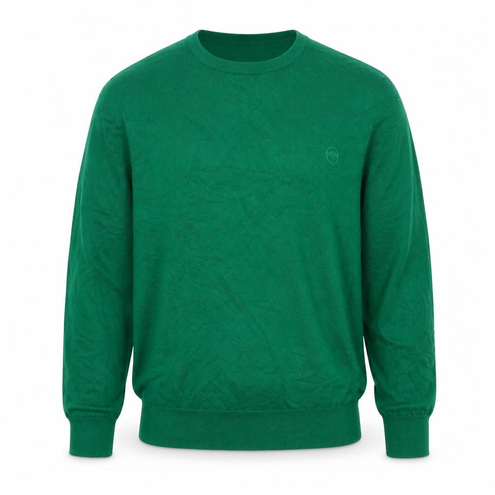 Sergio Tacchini Mens Green 2XL Crew Neck Logo Cotton Pullover Jumper
