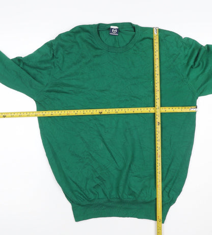 Sergio Tacchini Mens Green 2XL Crew Neck Logo Cotton Pullover Jumper