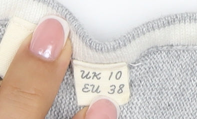White Stuff Women’s Grey Size 10 Cotton Knit Round Neck Jumper