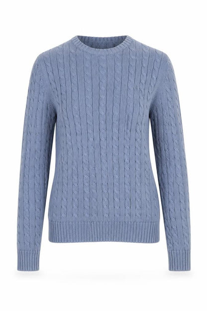 Lauren Ralph Lauren Women Blue S Cable Knit Cotton Crew Neck Jumper