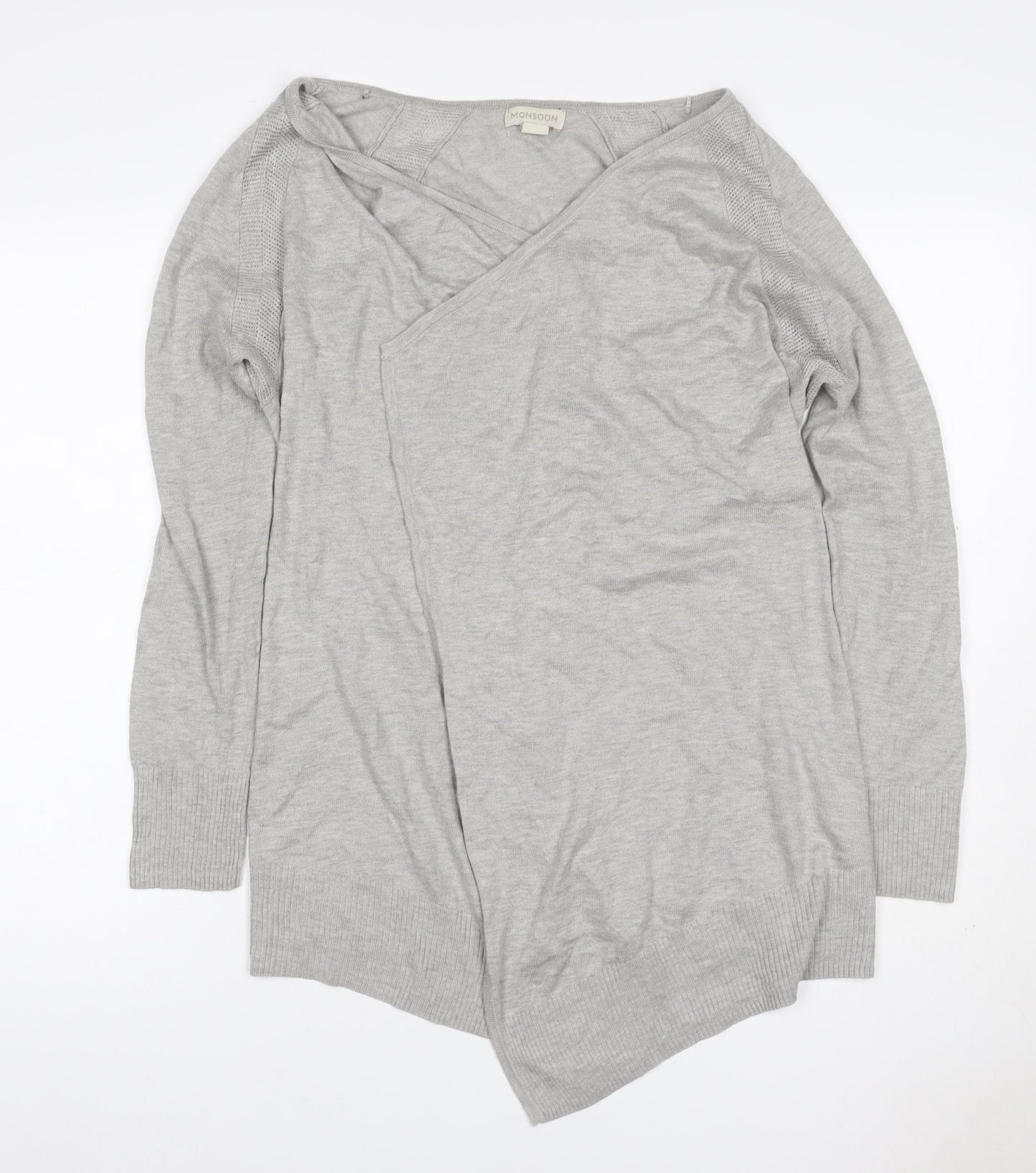 Monsoon Women’s Grey Size 10 Open Wrap Knit Cardigan Long Sleeve