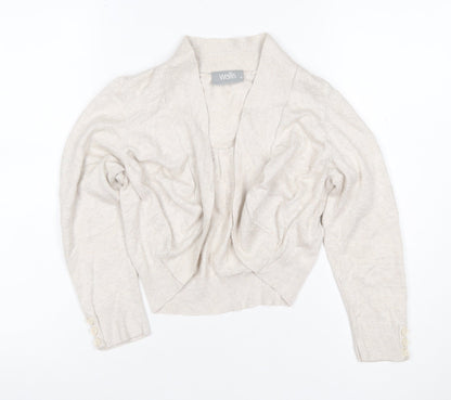 Wallis Women Ivory Open Front Cardigan Size S Cotton Viscose Knit