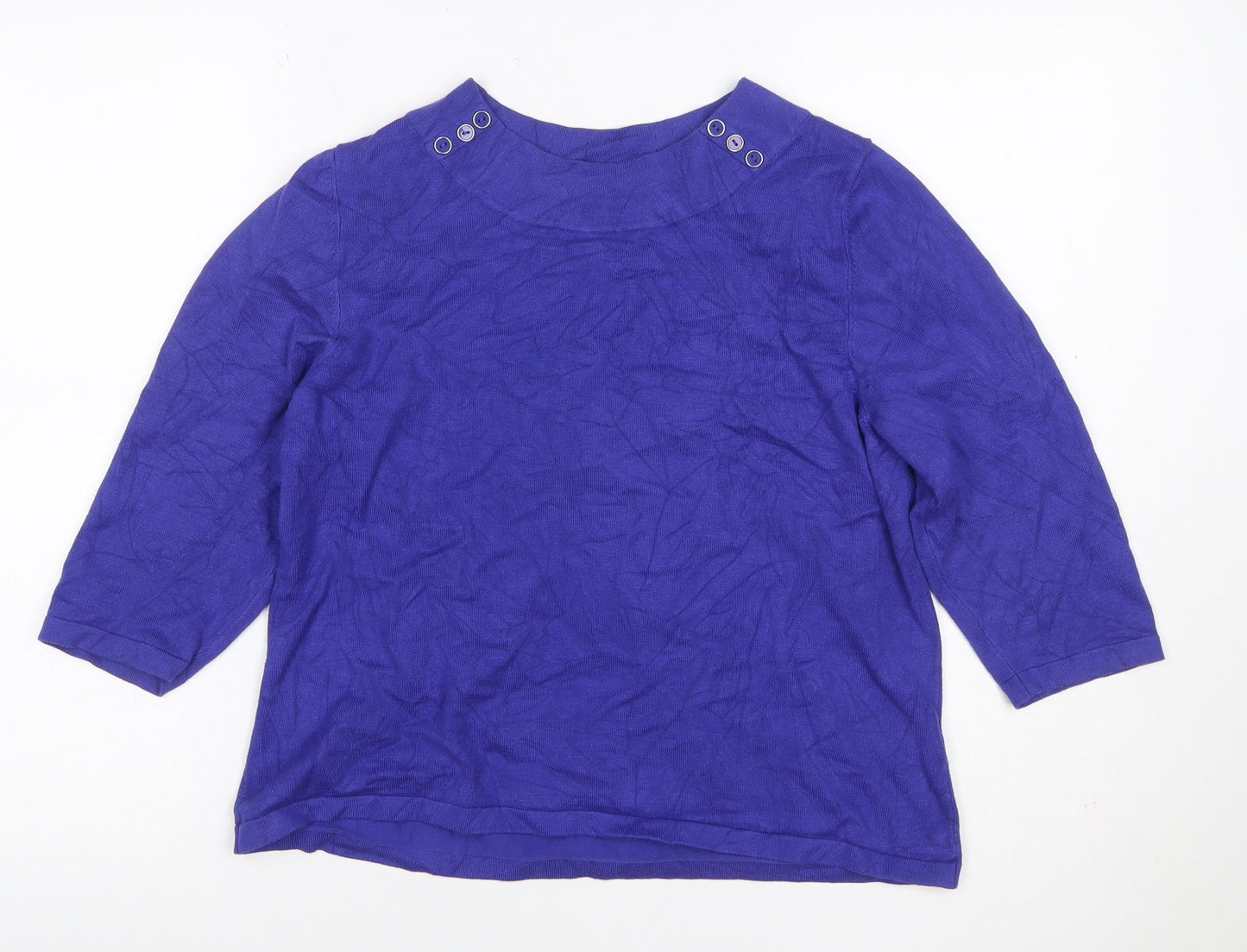 Minuet Petite Women Purple L Viscose Knit Button Shoulder Jumper
