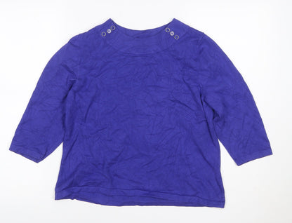 Minuet Petite Women Purple L Viscose Knit Button Shoulder Jumper