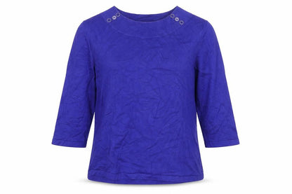 Minuet Petite Women Purple L Viscose Knit Button Shoulder Jumper