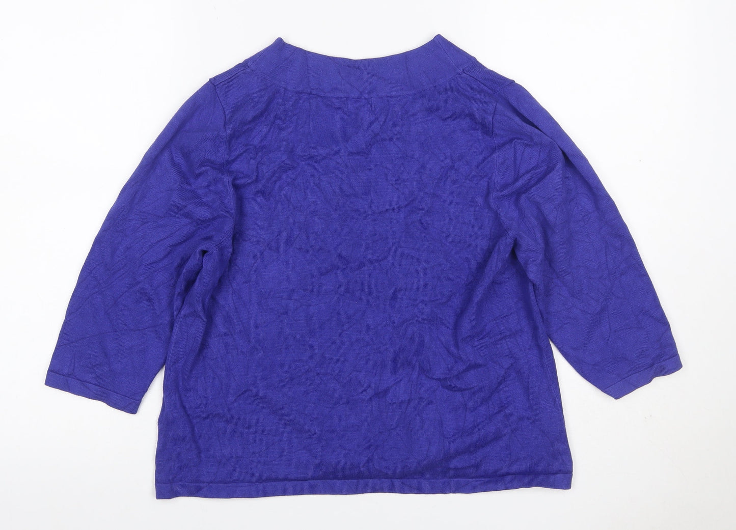 Minuet Petite Women Purple L Viscose Knit Button Shoulder Jumper