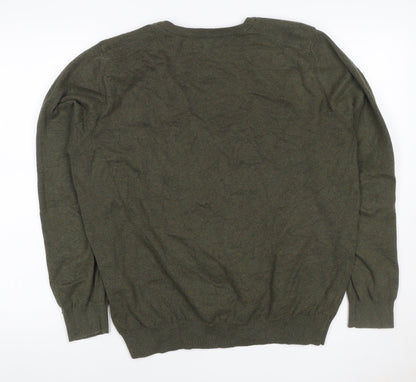 Ben Sherman Men’s Green L Cotton Crew Neck Logo Pullover Jumper