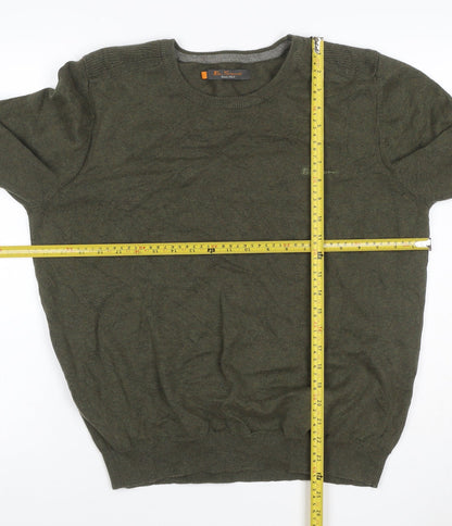 Ben Sherman Men’s Green L Cotton Crew Neck Logo Pullover Jumper