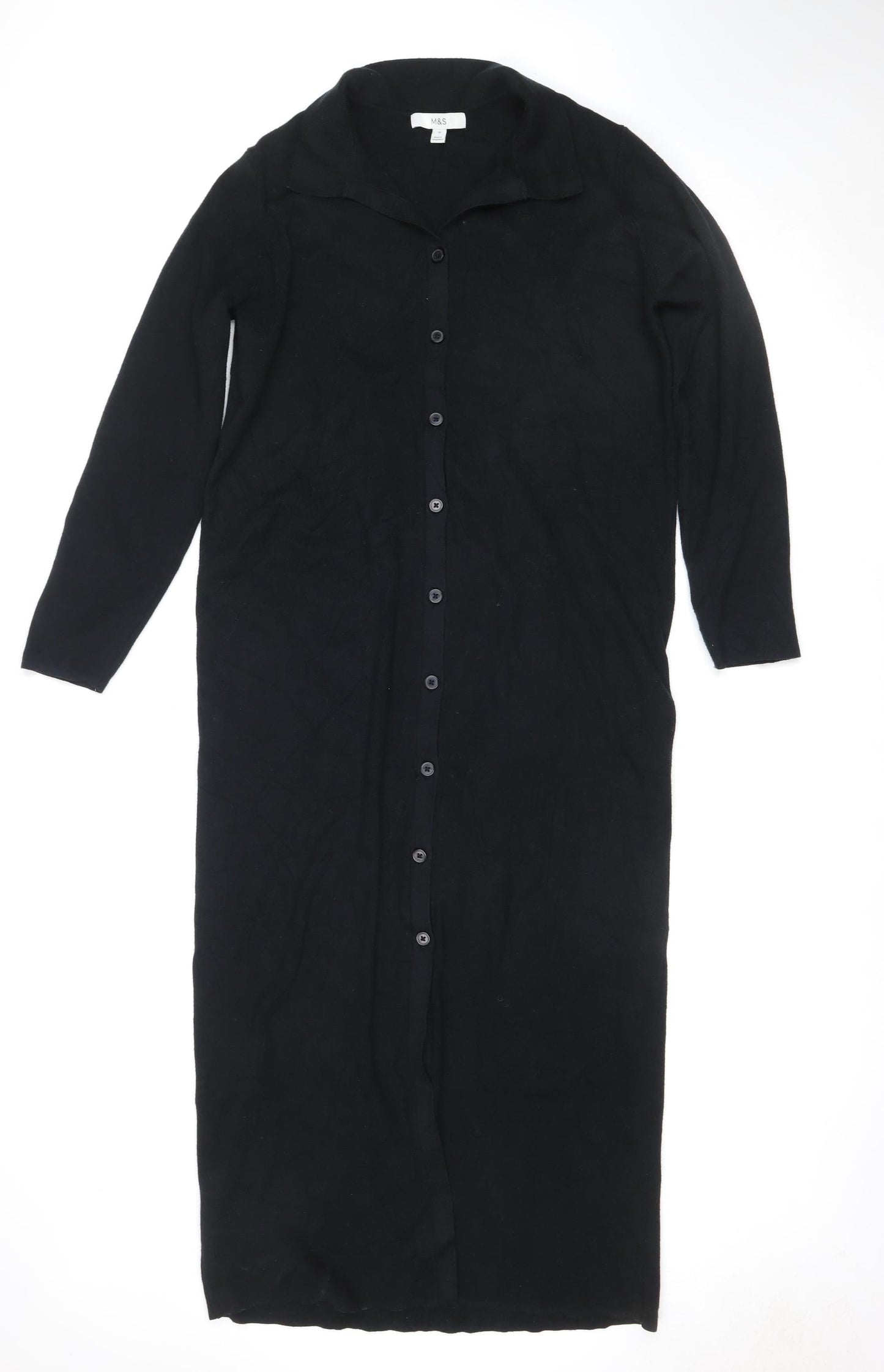 Marks and Spencer Women Black UK 16 Long Sleeve Shirt Dress
