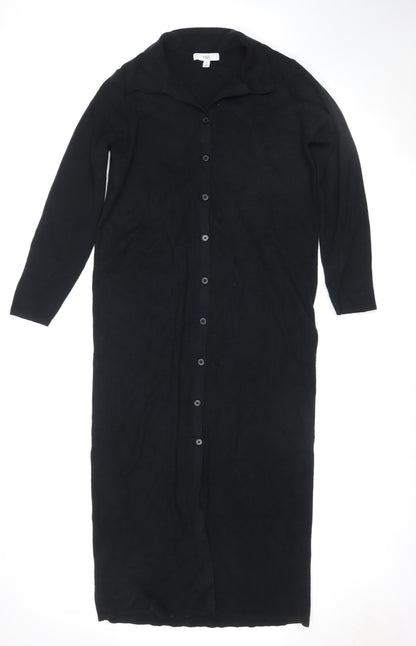 Marks and Spencer Women Black UK 16 Long Sleeve Shirt Dress