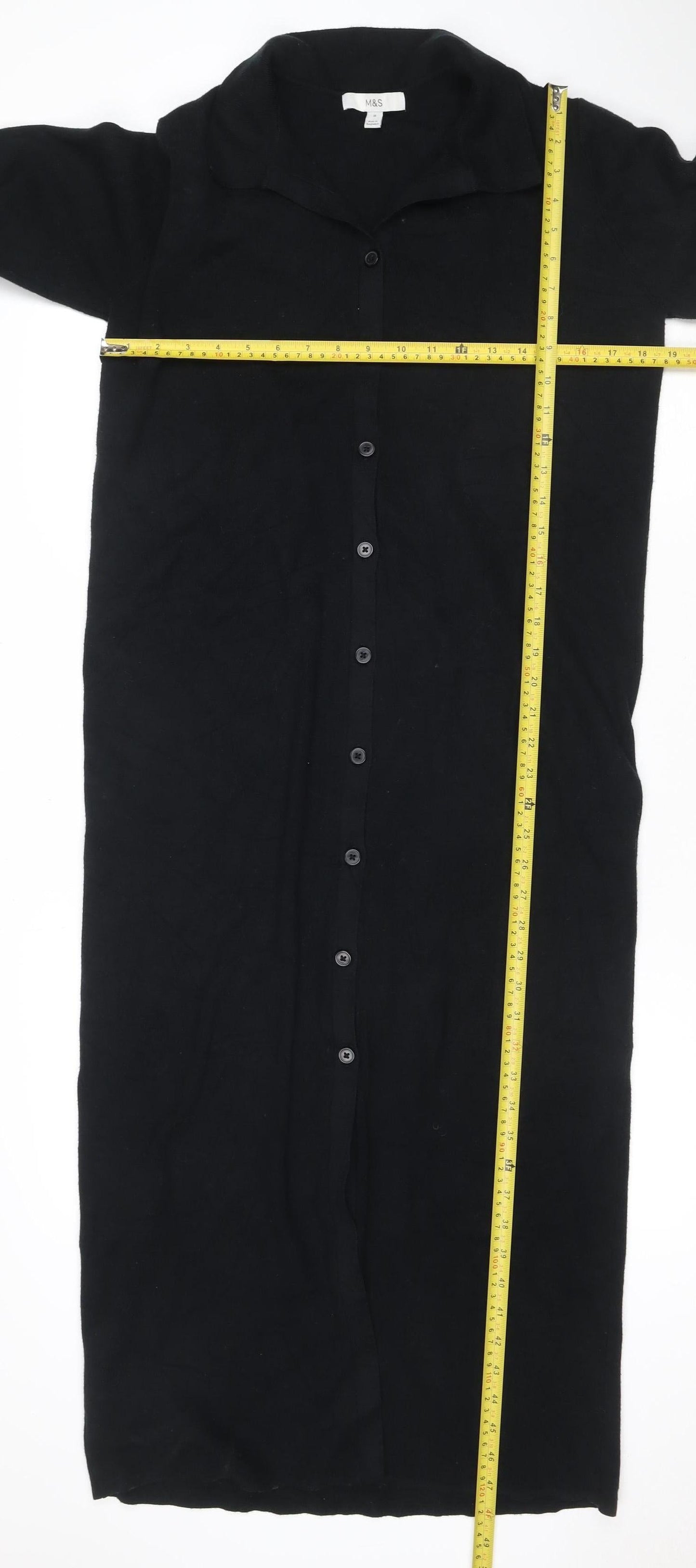 Marks and Spencer Women Black UK 16 Long Sleeve Shirt Dress