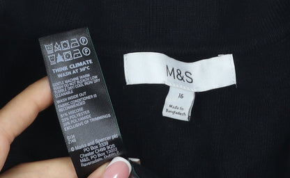 Marks and Spencer Women Black UK 16 Long Sleeve Shirt Dress