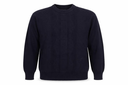 Jaeger Men’s Blue XL Cable Knit Cotton Crew Neck Pullover Jumper