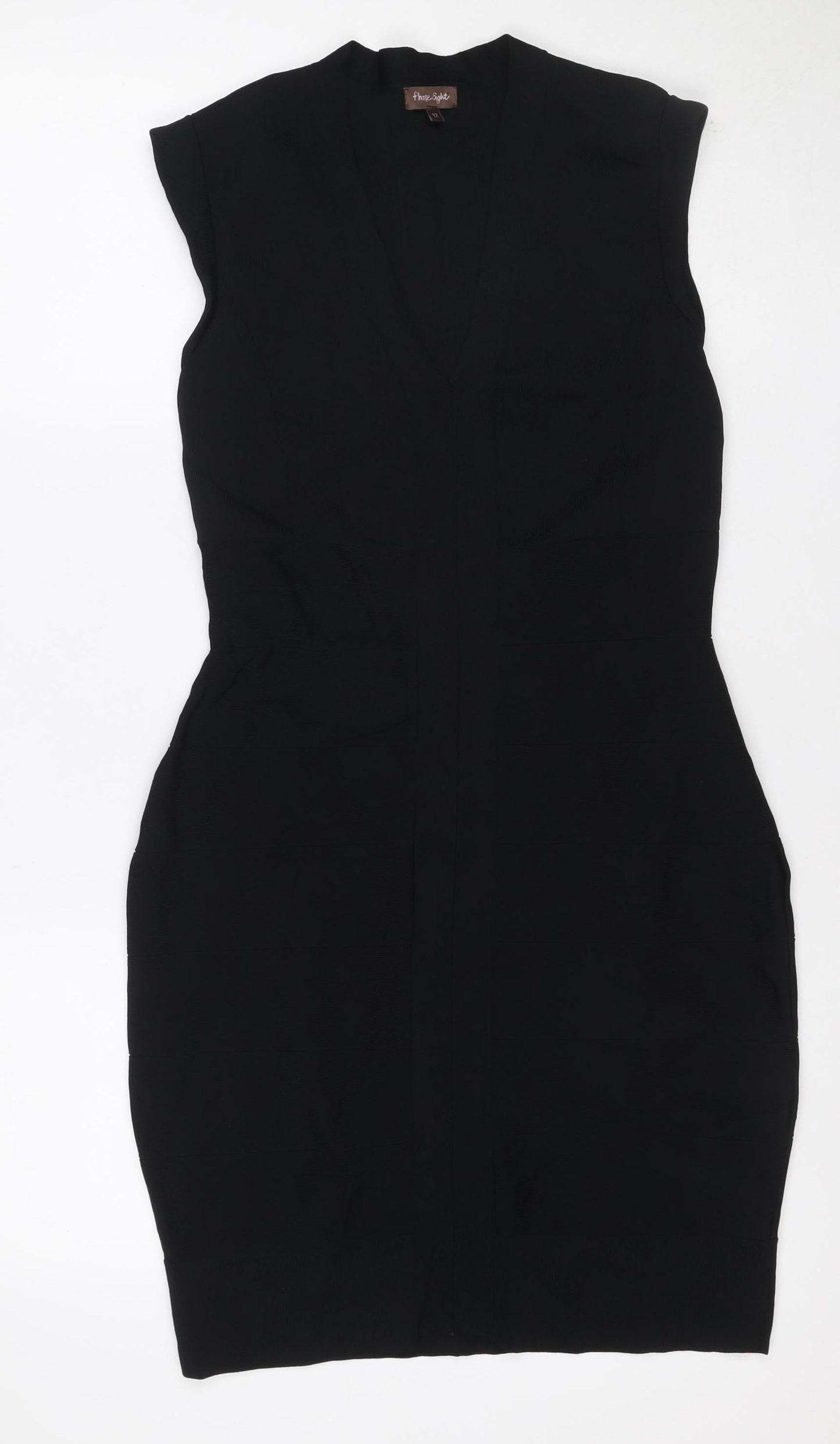 Phase Eight Women Black UK 12 Sleeveless V-Neck Knee Length Sheath Dress
