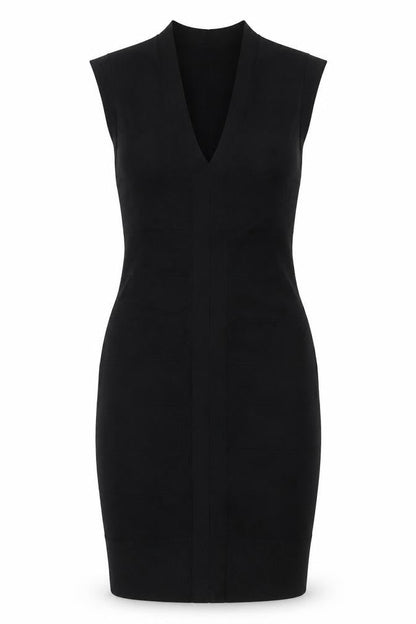 Phase Eight Women Black UK 12 Sleeveless V-Neck Knee Length Sheath Dress