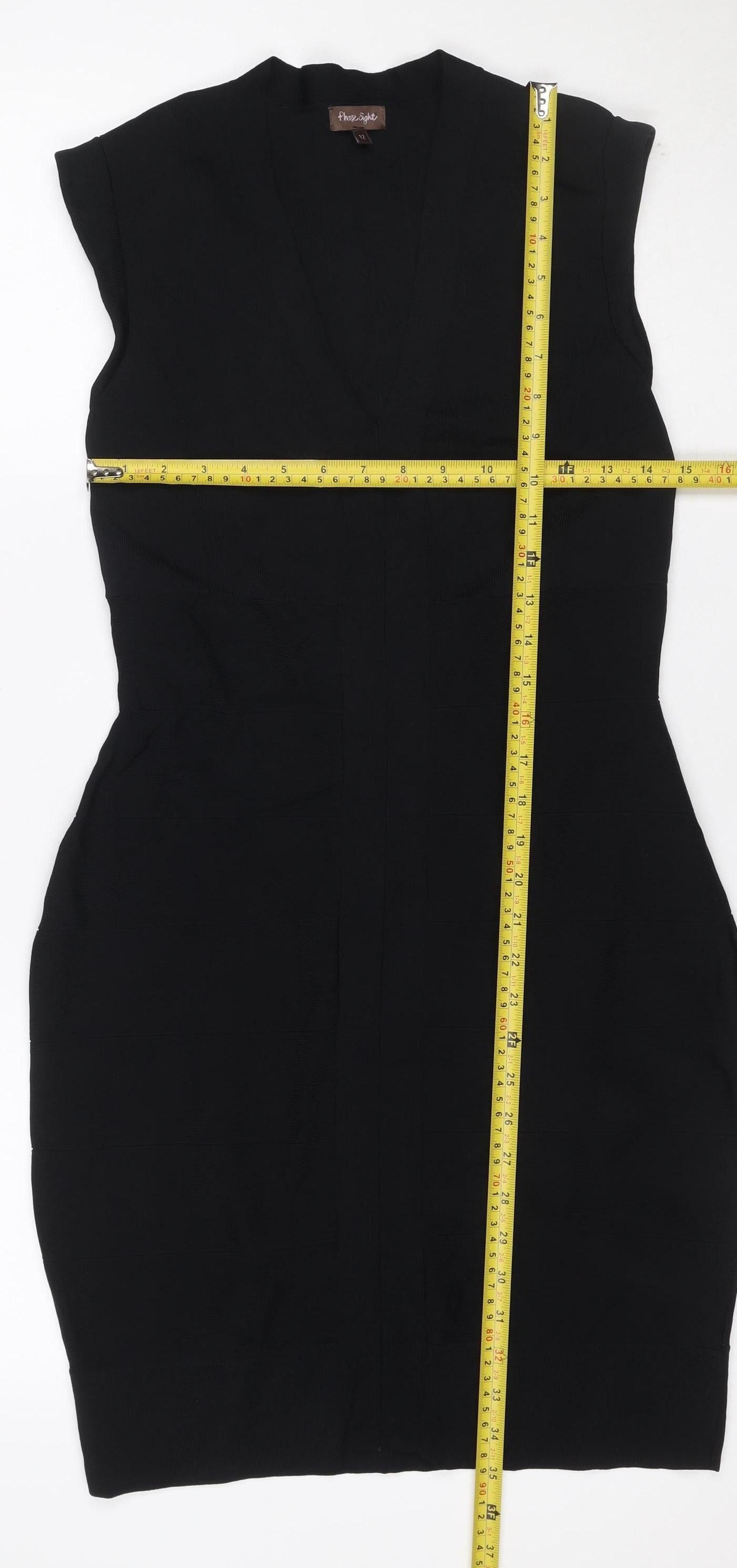 Phase Eight Women Black UK 12 Sleeveless V-Neck Knee Length Sheath Dress