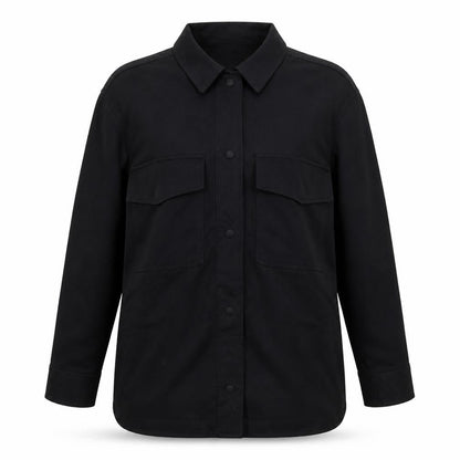 Zara Women Black M Military Utility Shirt Jacket Button Pockets