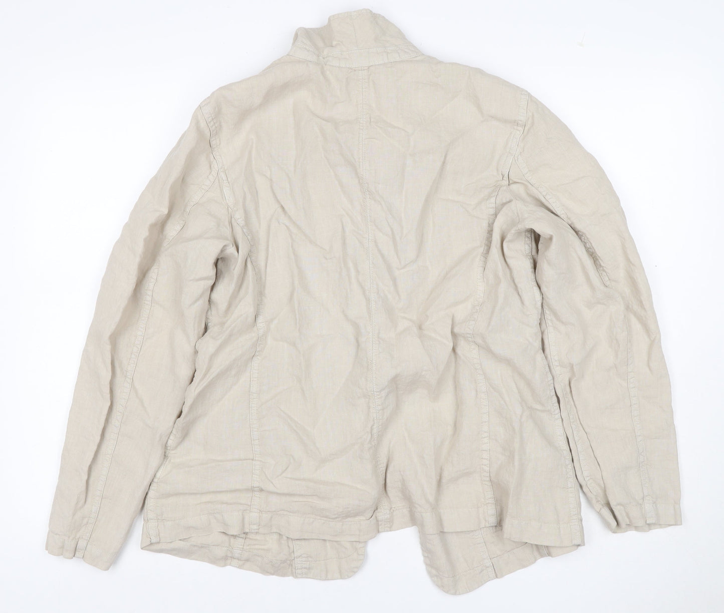 Per Una Women Beige UK 18 Linen Open Front Lightweight Suit Jacket