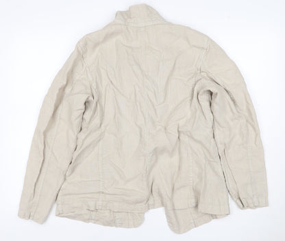 Per Una Women Beige UK 18 Linen Open Front Lightweight Suit Jacket