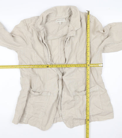 Per Una Women Beige UK 18 Linen Open Front Lightweight Suit Jacket