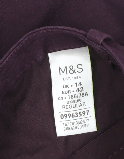 Marks & Spencer Women Purple Size 14 Regular Straight Dress Trousers