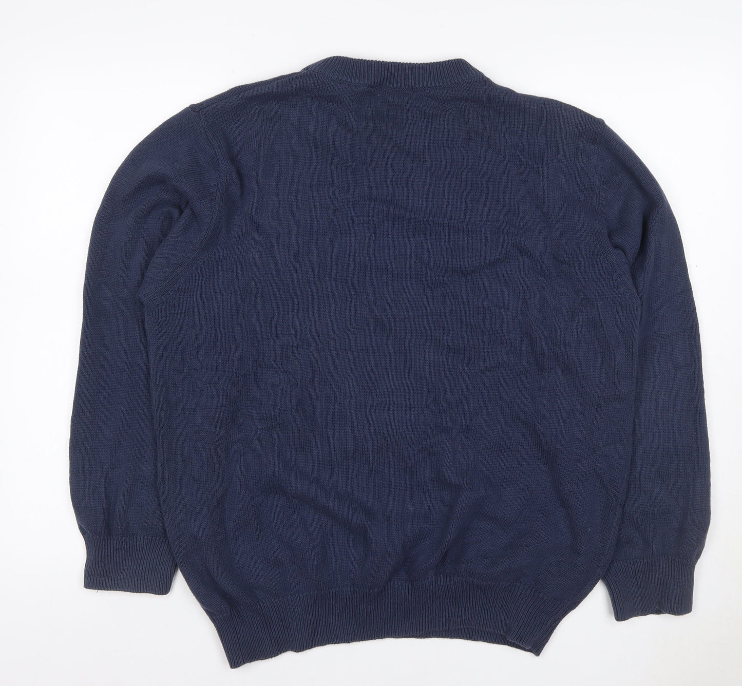 Cotton Traders Men's Blue L Cable Knit Crew Neck Cotton Jumper