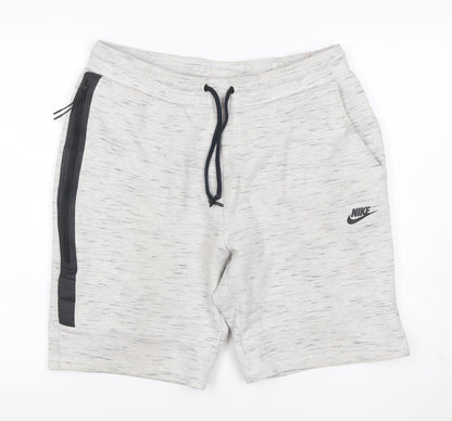 Nike Women’s Grey Marl Sweat Shorts Size L Drawstring Zip Pocket